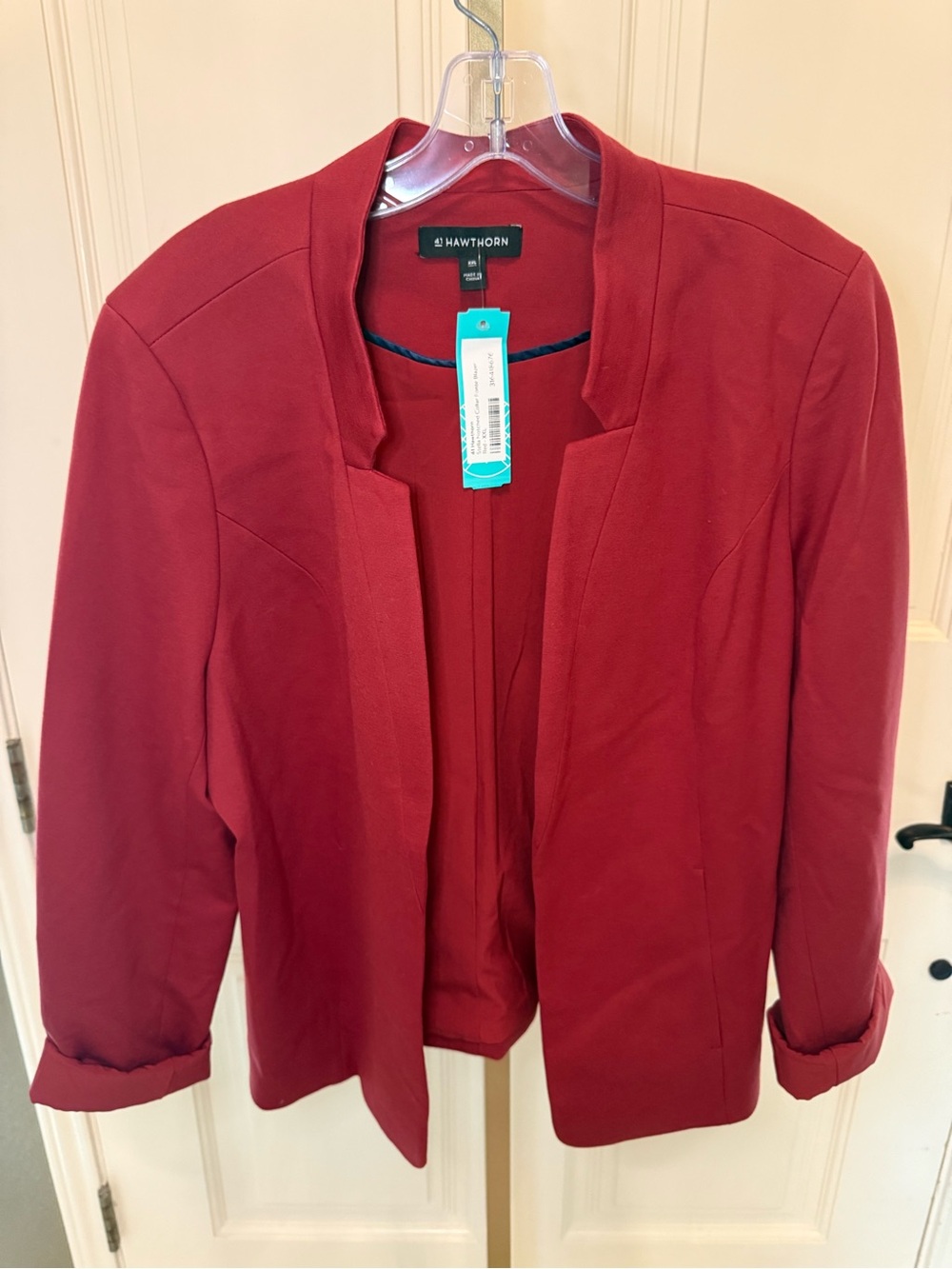 41 Hawthorn Women's Burgundy Open-Front Blazer
